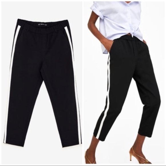 Zara Pants - Zara black pants with white stripe